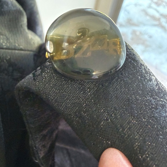 VINTAGE 1990’s BAZAR CHRISTIAN LACROIX BLACK METALLIC PRINT BUTTON UP BLAZER - Picture 9 of 15